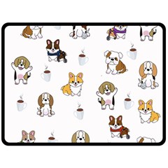 Hot Chocolate Puppies Hot Cocoa Fleece Blanket (large)  by Wegoenart