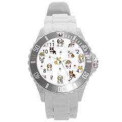 Hot Chocolate Puppies Hot Cocoa Round Plastic Sport Watch (l) by Wegoenart