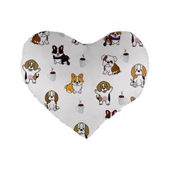 Hot Chocolate Puppies Hot Cocoa Standard 16  Premium Heart Shape Cushions by Wegoenart