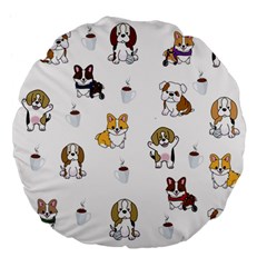 Hot Chocolate Puppies Hot Cocoa Large 18  Premium Flano Round Cushions by Wegoenart