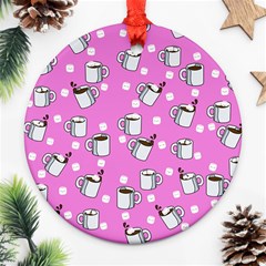 Coffee Chocolate Milk Drink Hot Ornament (round) by Wegoenart