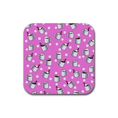 Coffee Chocolate Milk Drink Hot Rubber Coaster (square) by Wegoenart