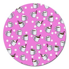 Coffee Chocolate Milk Drink Hot Magnet 5  (round) by Wegoenart