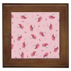 Flowers Pattern Pink Background Framed Tile by Wegoenart