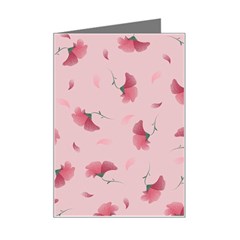 Flowers Pattern Pink Background Mini Greeting Card