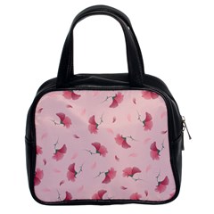 Flowers Pattern Pink Background Classic Handbag (two Sides) by Wegoenart