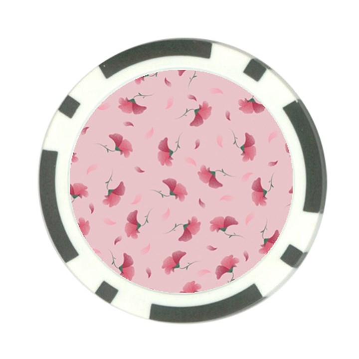 Flowers Pattern Pink Background Poker Chip Card Guard (10 pack)