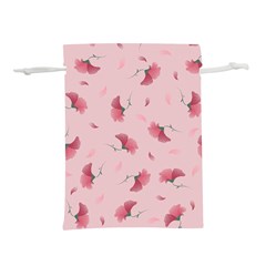 Flowers Pattern Pink Background Lightweight Drawstring Pouch (s) by Wegoenart