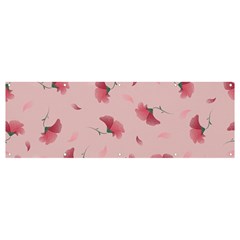 Flowers Pattern Pink Background Banner And Sign 12  X 4  by Wegoenart