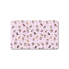 Puppies Dog Pattern Drawing Magnet (name Card) by Wegoenart