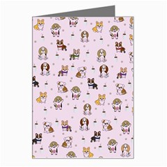 Puppies Dog Pattern Drawing Greeting Card by Wegoenart