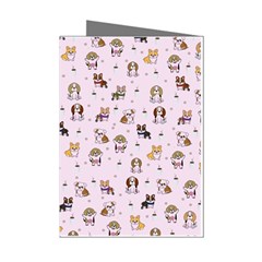 Puppies Dog Pattern Drawing Mini Greeting Cards (pkg Of 8)