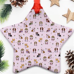 Puppies Dog Pattern Drawing Star Ornament (two Sides) by Wegoenart