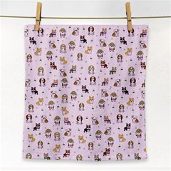 Puppies Dog Pattern Drawing Face Towel by Wegoenart