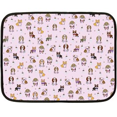 Puppies Dog Pattern Drawing Fleece Blanket (mini) by Wegoenart