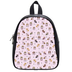 Puppies Dog Pattern Drawing School Bag (small) by Wegoenart