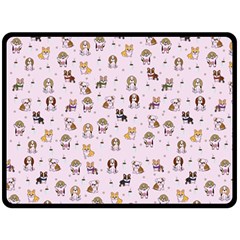 Puppies Dog Pattern Drawing Fleece Blanket (large)  by Wegoenart