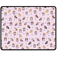 Puppies Dog Pattern Drawing Fleece Blanket (medium)  by Wegoenart