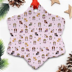 Puppies Dog Pattern Drawing Ornament (snowflake) by Wegoenart