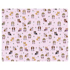 Puppies Dog Pattern Drawing Double Sided Flano Blanket (medium)  by Wegoenart