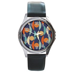 Mid Century Vintage Retro Geometric Round Metal Watch by Wegoenart