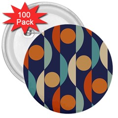 Mid Century Vintage Retro Geometric 3  Buttons (100 Pack)  by Wegoenart