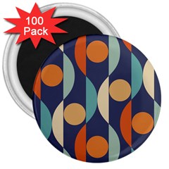 Mid Century Vintage Retro Geometric 3  Magnets (100 Pack) by Wegoenart