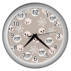 Halloween Decoration Drawing Design Wall Clock (silver) by Wegoenart