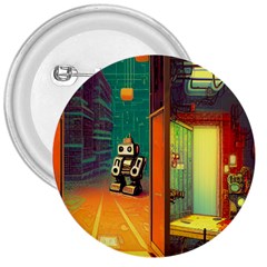 Illustration Robot Cute Sweet Futuristic 3  Buttons by Wegoenart