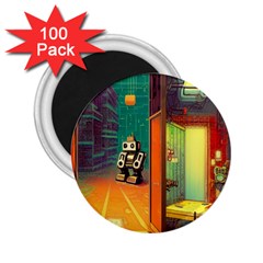 Illustration Robot Cute Sweet Futuristic 2 25  Magnets (100 Pack)  by Wegoenart