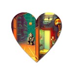 Illustration Robot Cute Sweet Futuristic Heart Magnet Front