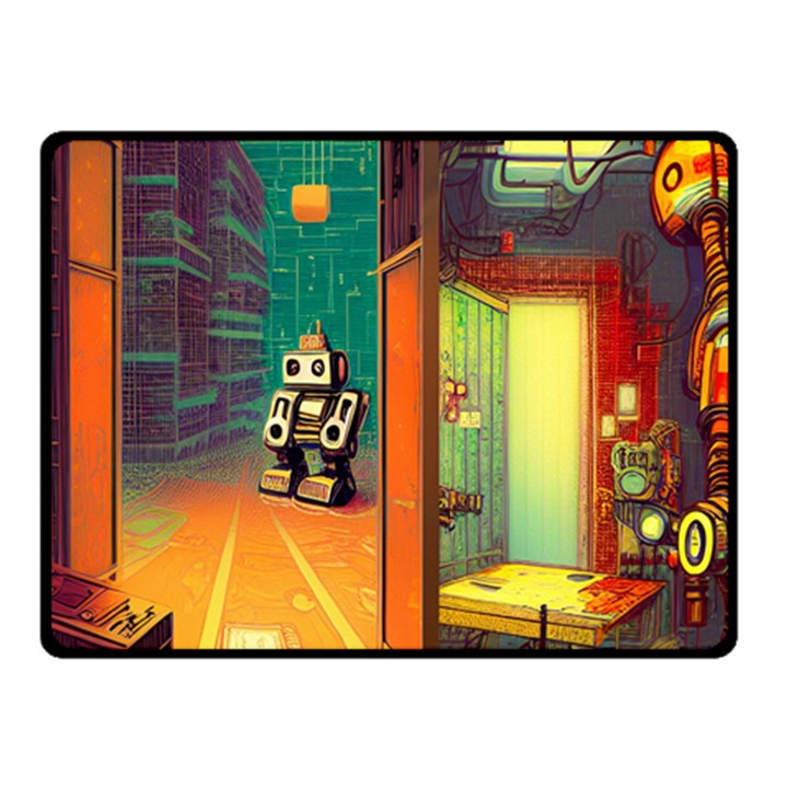 Illustration Robot Cute Sweet Futuristic Fleece Blanket (Small)