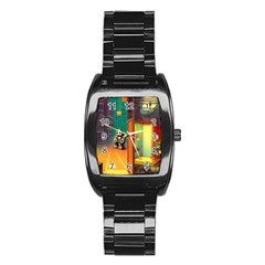 Illustration Robot Cute Sweet Futuristic Stainless Steel Barrel Watch by Wegoenart