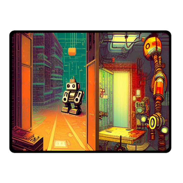 Illustration Robot Cute Sweet Futuristic Double Sided Fleece Blanket (Small) 