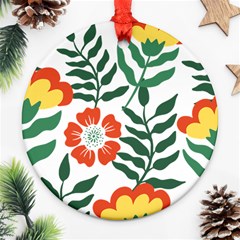 Painting Flower Leaves Forest Ornament (round) by Wegoenart