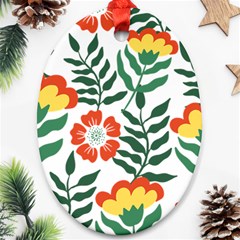 Painting Flower Leaves Forest Oval Ornament (two Sides) by Wegoenart