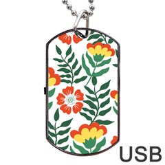 Painting Flower Leaves Forest Dog Tag Usb Flash (two Sides) by Wegoenart