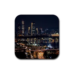 Seoul Building City Night View Rubber Coaster (square) by Wegoenart