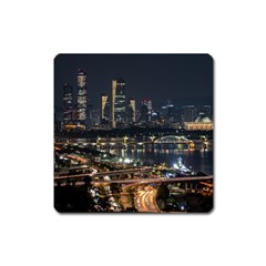 Seoul Building City Night View Square Magnet by Wegoenart