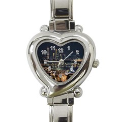 Seoul Building City Night View Heart Italian Charm Watch by Wegoenart