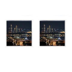 Seoul Building City Night View Cufflinks (square) by Wegoenart