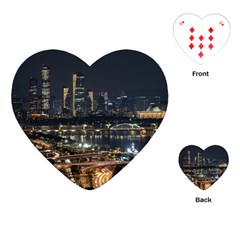 Seoul Building City Night View Playing Cards Single Design (heart) by Wegoenart