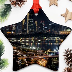 Seoul Building City Night View Star Ornament (two Sides) by Wegoenart