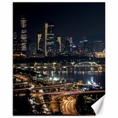 Seoul Building City Night View Canvas 11  X 14  by Wegoenart