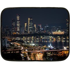 Seoul Building City Night View Double Sided Fleece Blanket (mini)  by Wegoenart