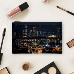 Seoul Building City Night View Cosmetic Bag (medium) by Wegoenart