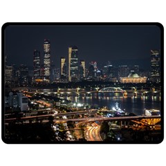 Seoul Building City Night View Fleece Blanket (large)  by Wegoenart