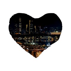 Seoul Building City Night View Standard 16  Premium Heart Shape Cushions by Wegoenart