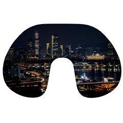 Seoul Building City Night View Travel Neck Pillow by Wegoenart