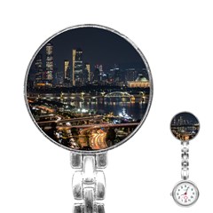 Seoul Building City Night View Stainless Steel Nurses Watch by Wegoenart